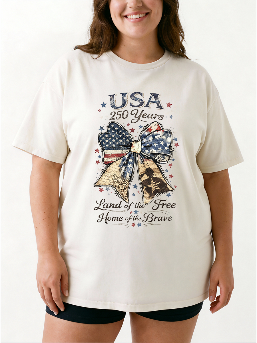 Vintage 250Th Anniversary Usa Bow Oversize Graphic Tee