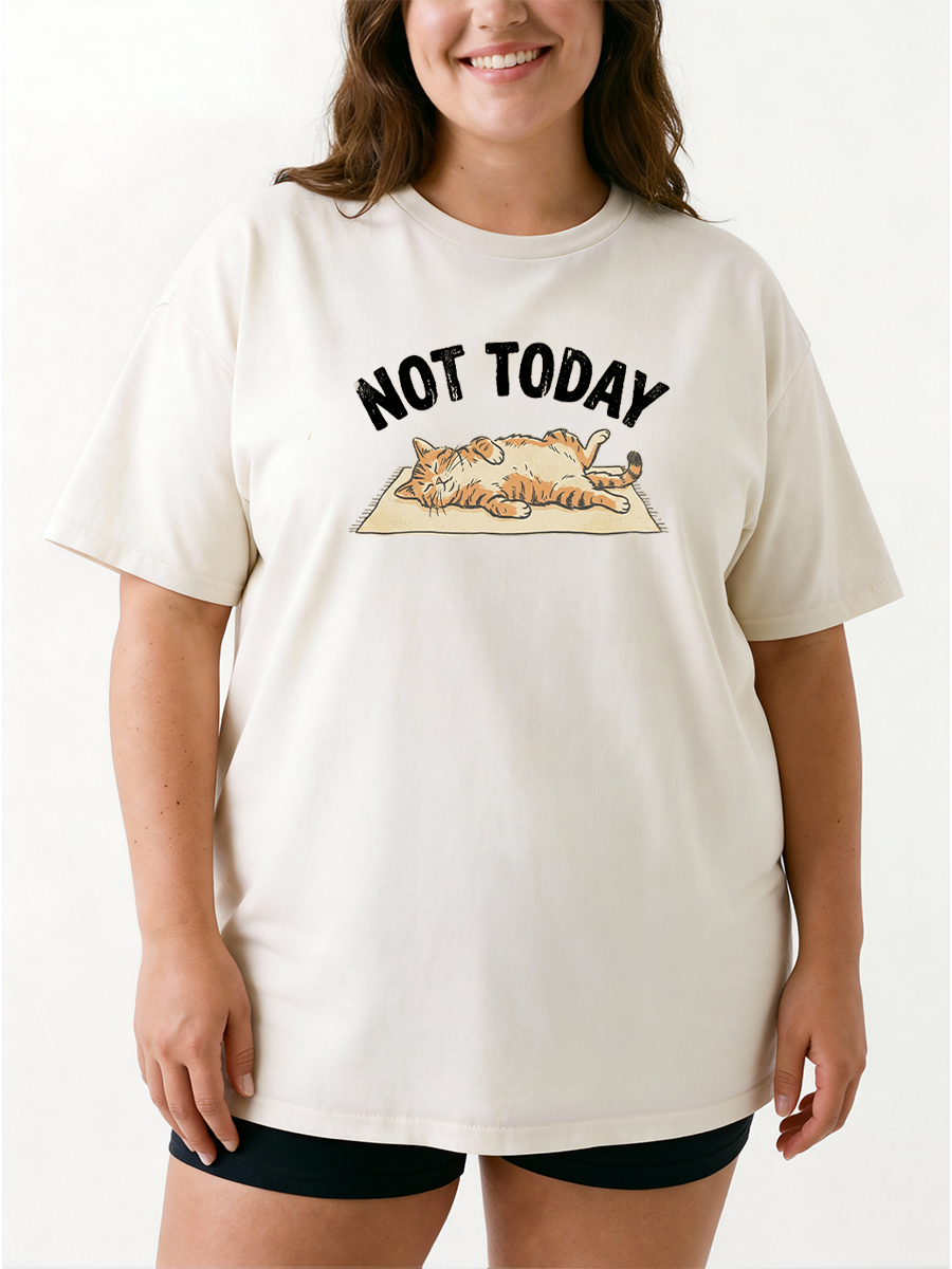 Vintage Not Today Relaxed Cat Oversize Graphic Tee