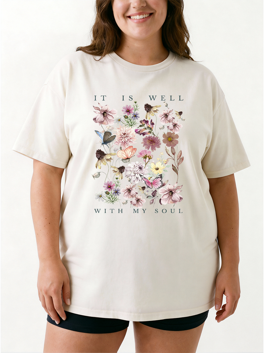 Vintage It Is Well With My Soul Oversize Graphic Tee
