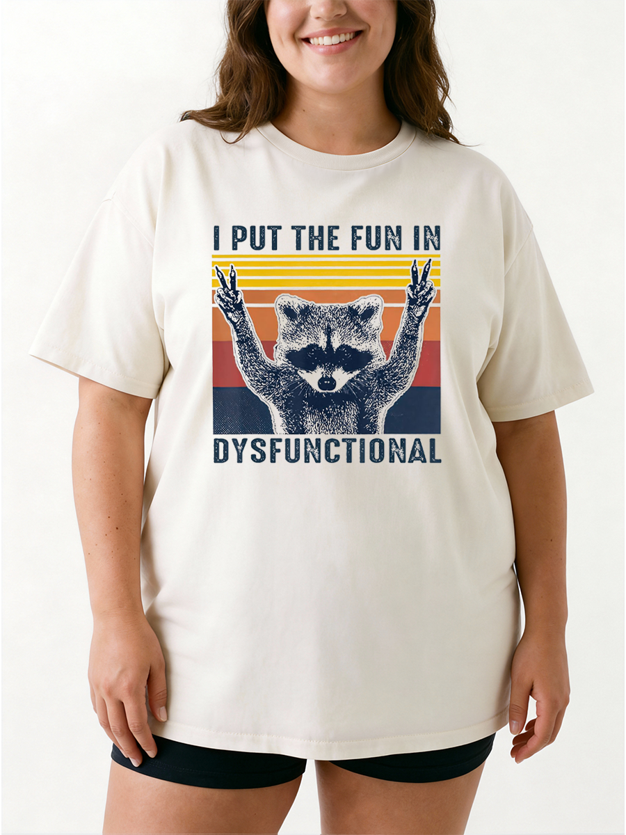 Vintage I Put The Fun In Dysfunctional Oversize Graphic Tee