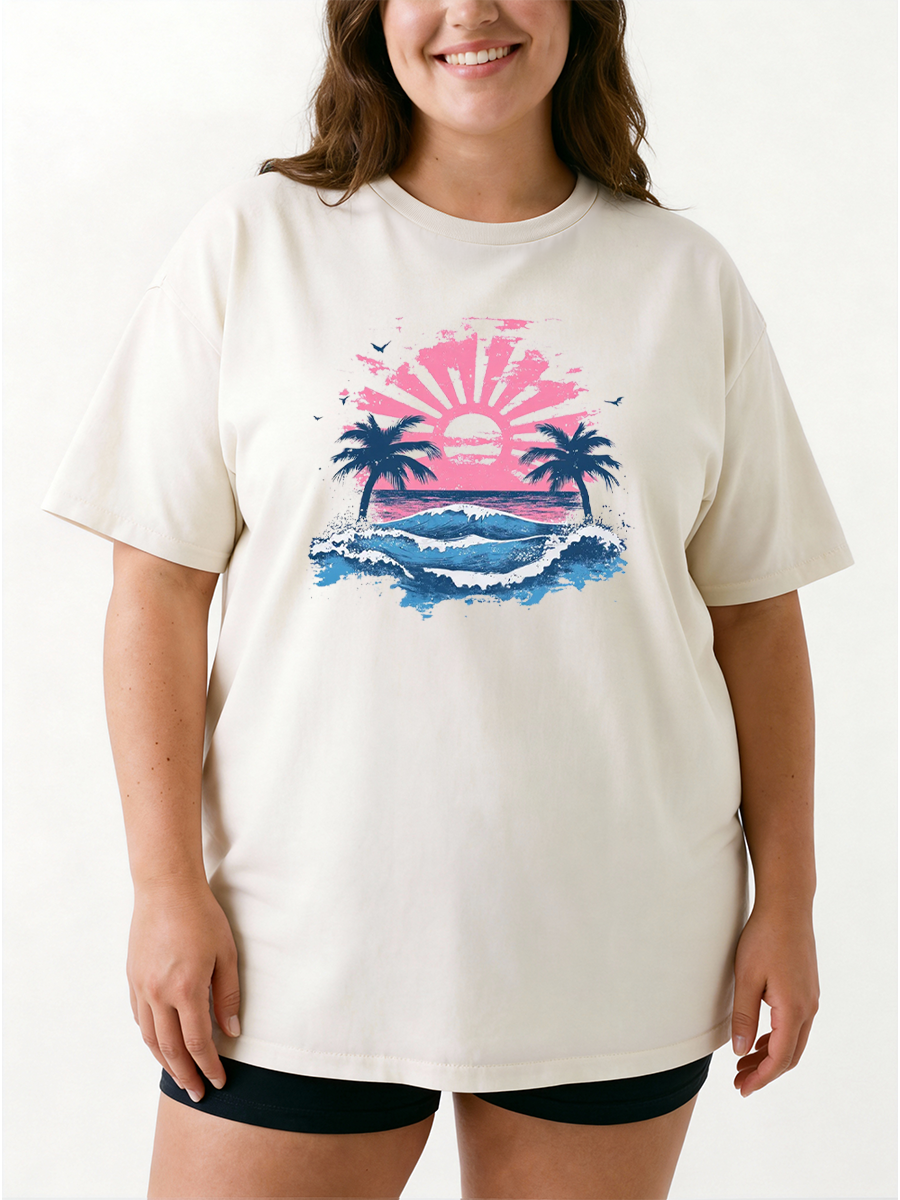 Vintage Summer Salty Soul Oversize Graphic Tee