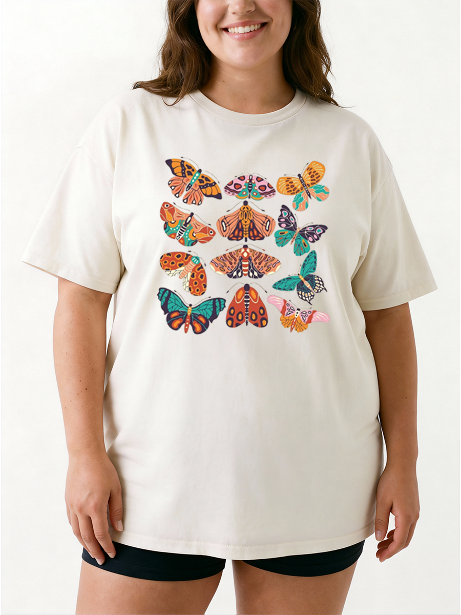 Vintage Boho Moth Oversize Graphic Tee