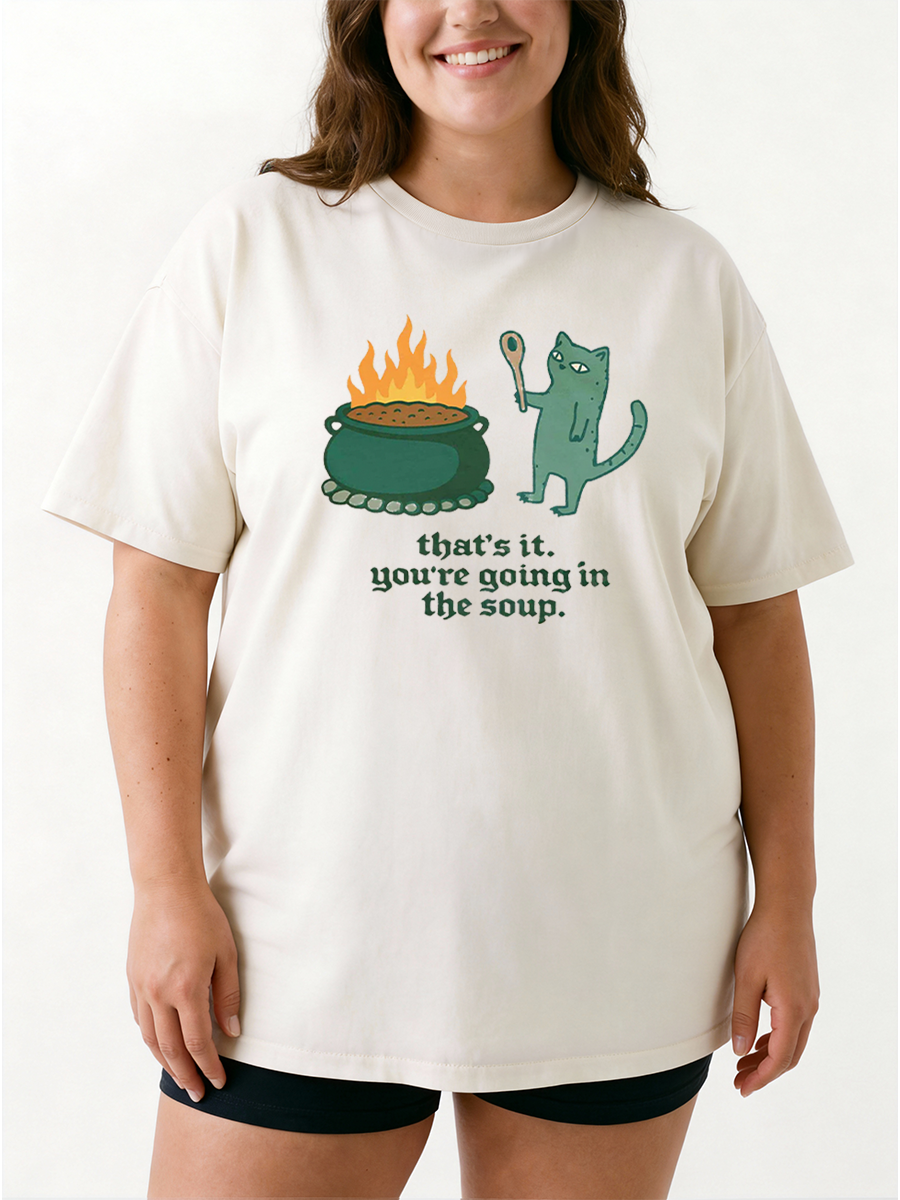 Vintage Sarcastic Cat Meme Oversize Graphic Tee