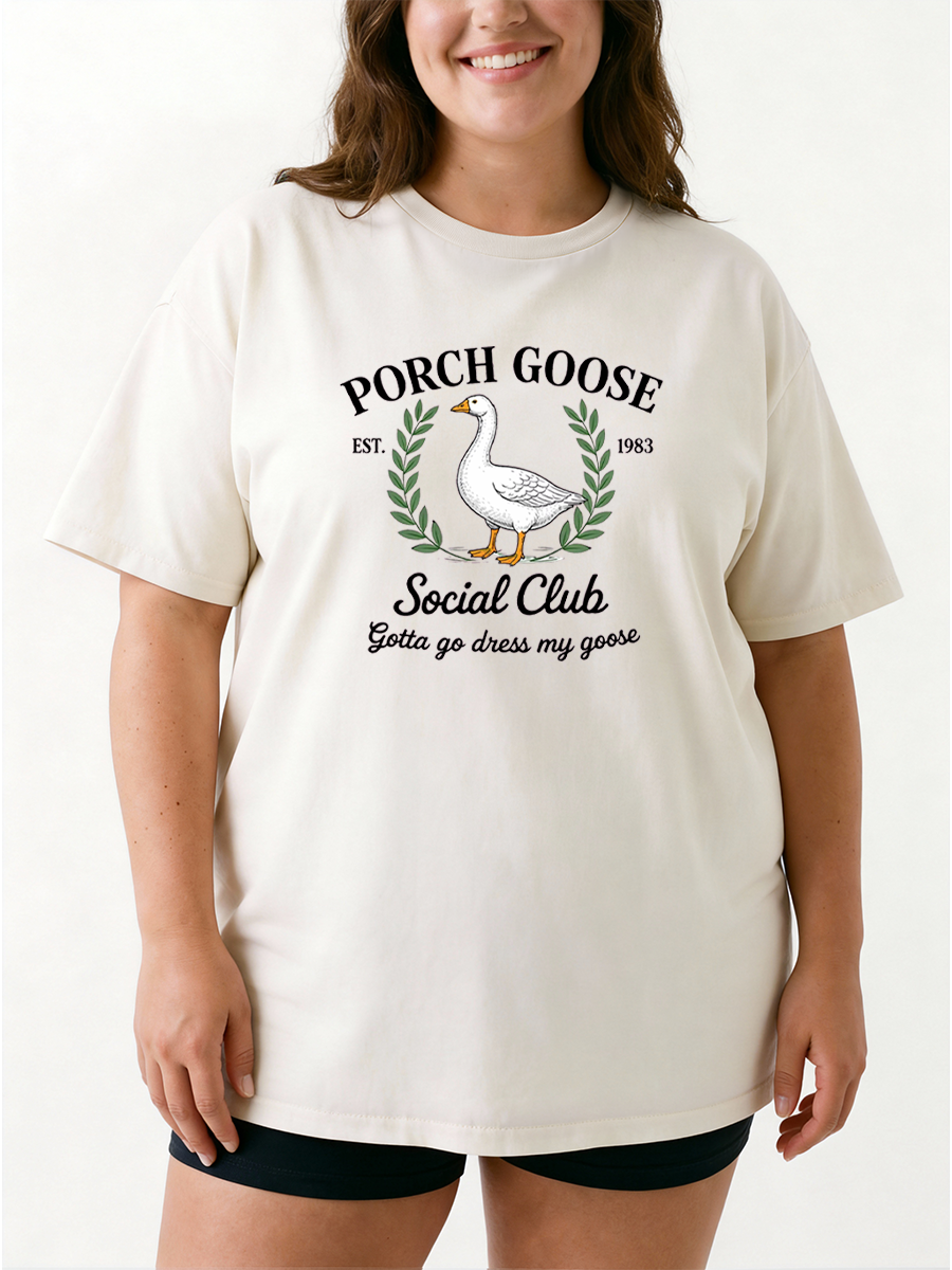 Vintage Porch Goose Social Club Oversize Graphic Tee