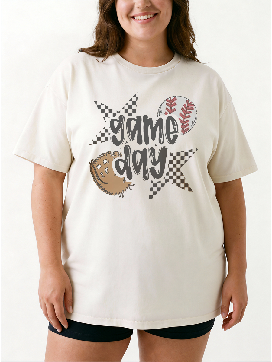 Vintage Baseball Game Day Mom Oversize Graphic Tee