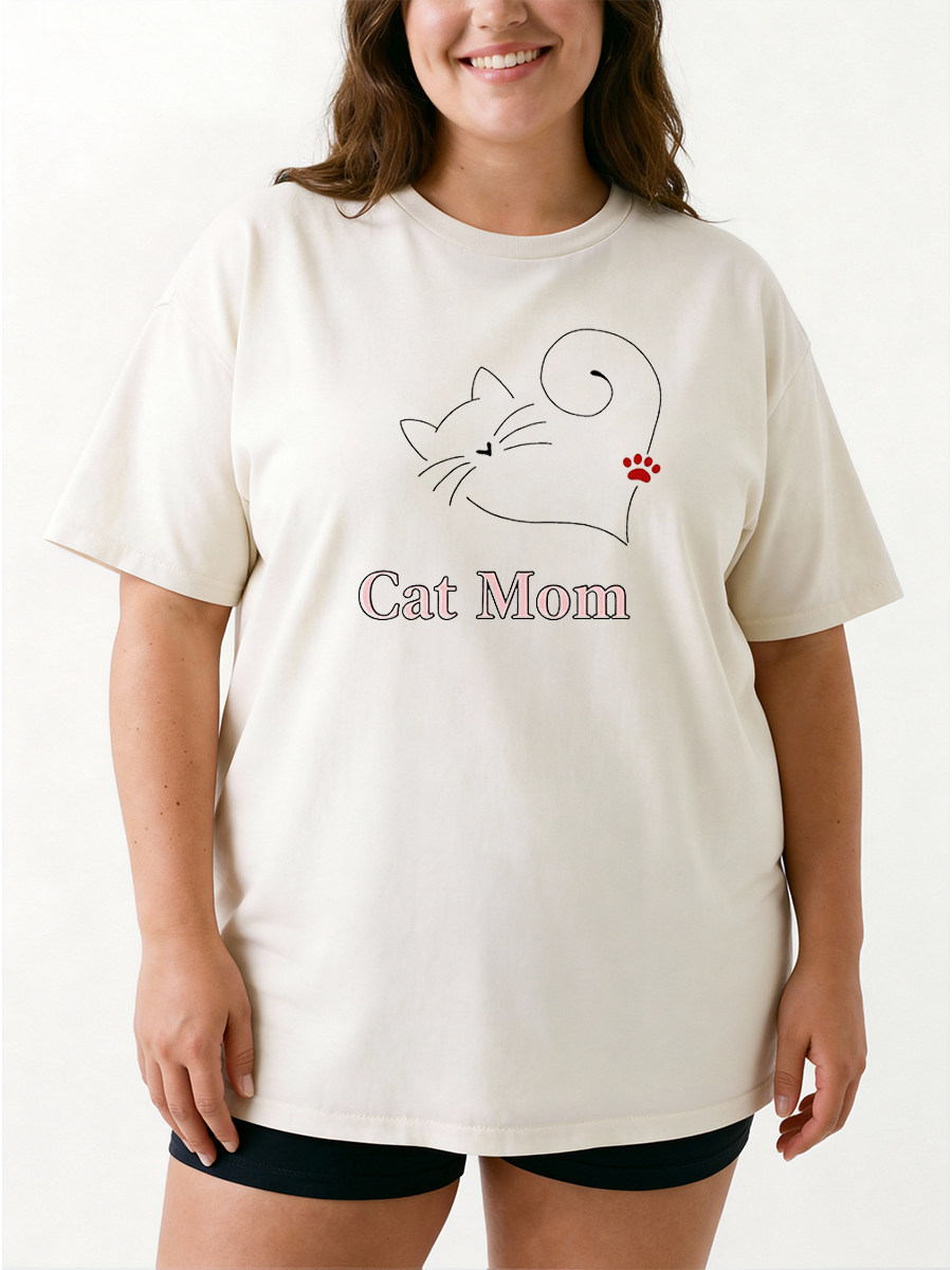 Vintage Cute Cat Mom For Mother'S Day Gift Oversize Graphic Tee