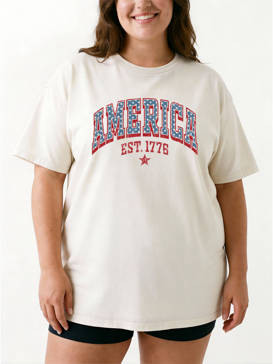 Vintage Star America Est 1776 Oversize Graphic Tee