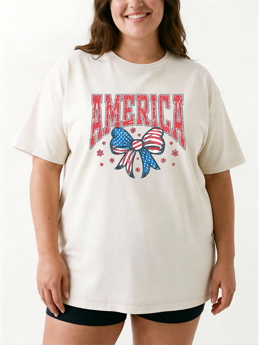 Vintage America Bow Flag Oversize Graphic Tee