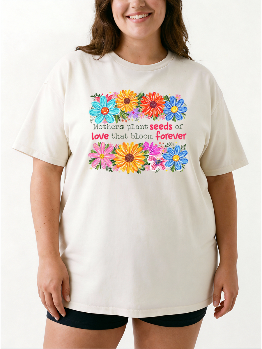 Vintage Boho Floral Mama Oversize Graphic Tee