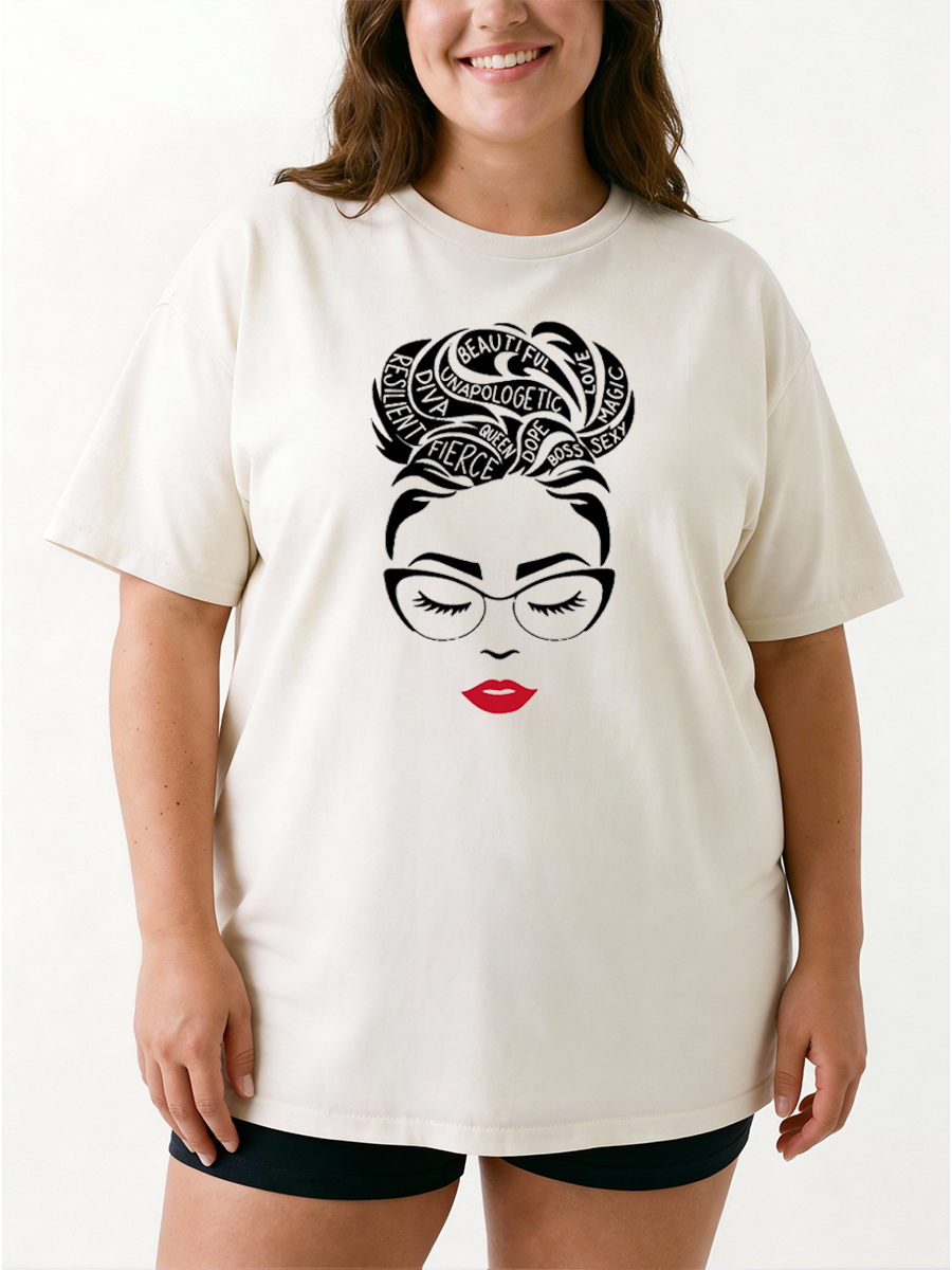 Vintage Woman Empowerment Oversize Graphic Tee
