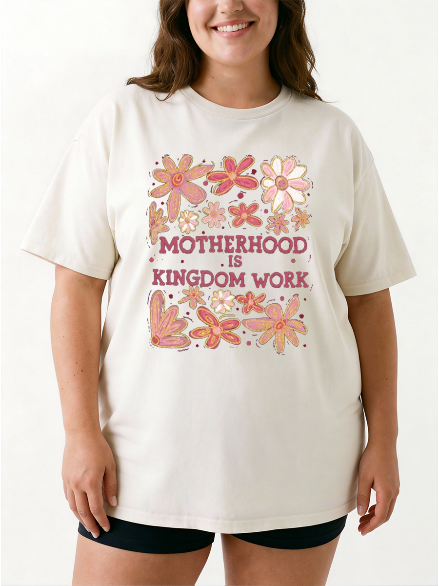 Vintage Boho Floral Motherhood Oversize Graphic Tee