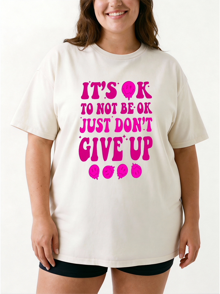 Vintage It'S Ok To Not Be Ok Oversize Graphic Tee