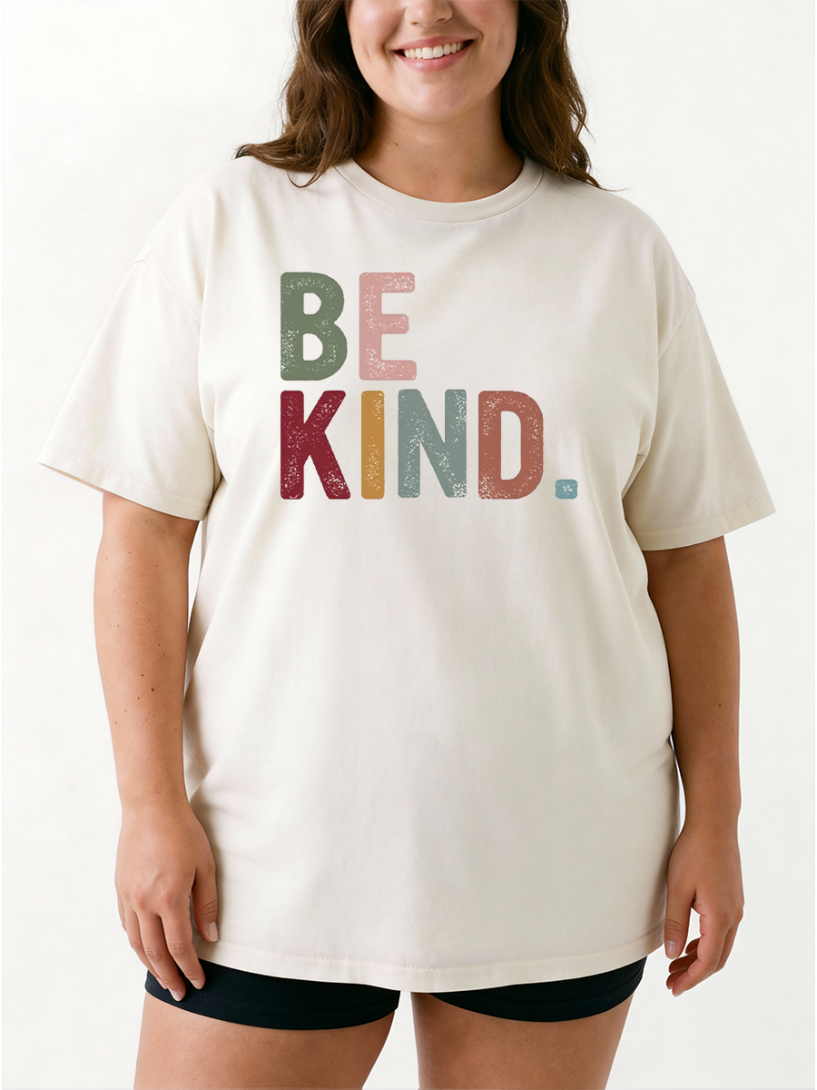 Vintage Be Kind Motivational Oversize Graphic Tee