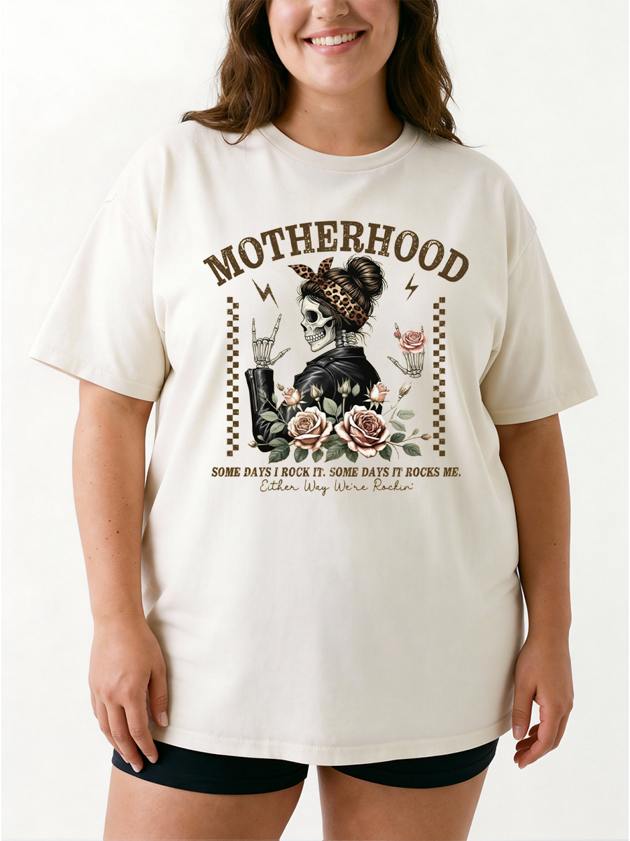 Vintage Rockin Motherhood Skeleton Oversize Graphic Tee