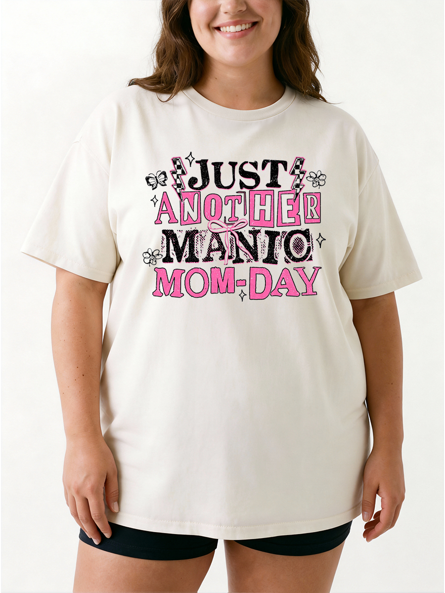 Vintage Just A Not Her Manic Mom Day Oversize Graphic Tee