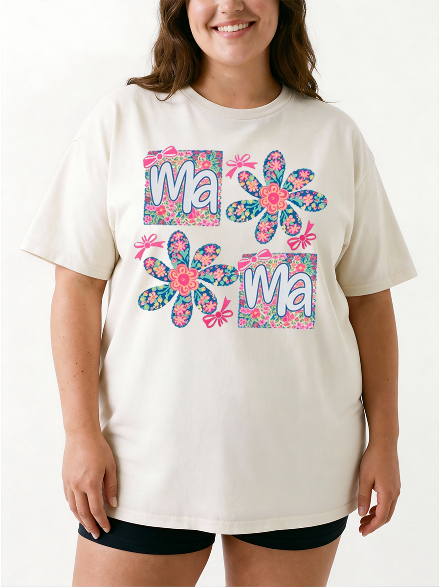Vintage Flower Mama Oversize Graphic Tee