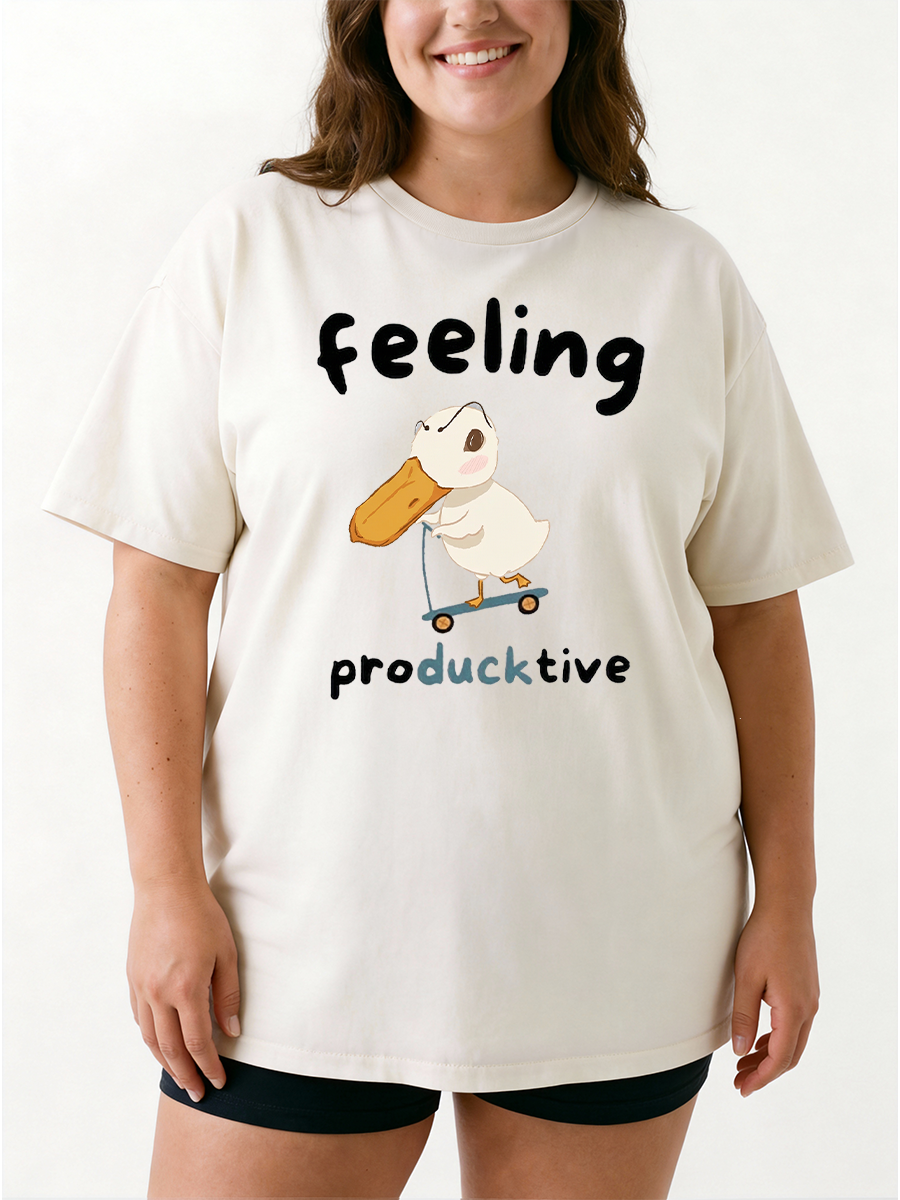 Vintage Feeling Producktive Funny Duck Oversize Graphic Tee
