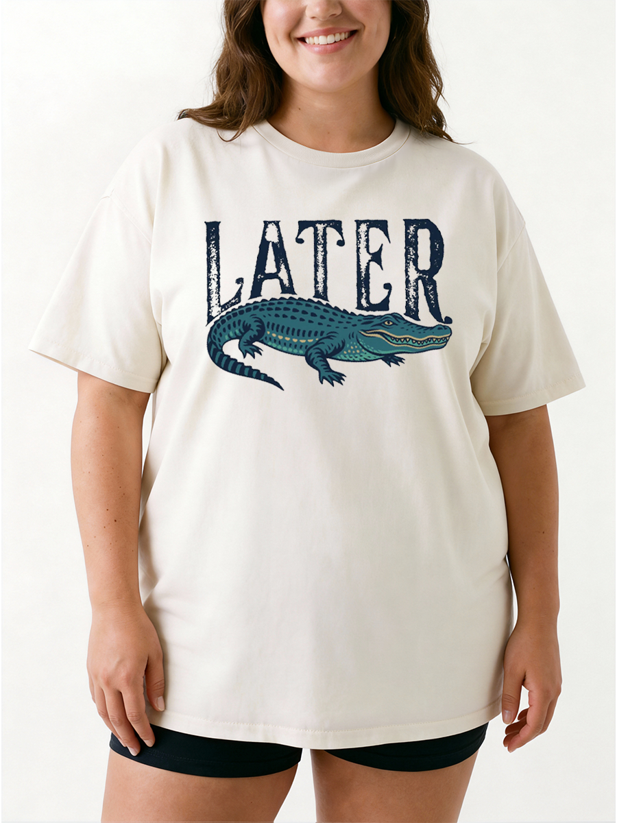 Vintage Funny Alligator For Summer Vibe Oversize Graphic Tee