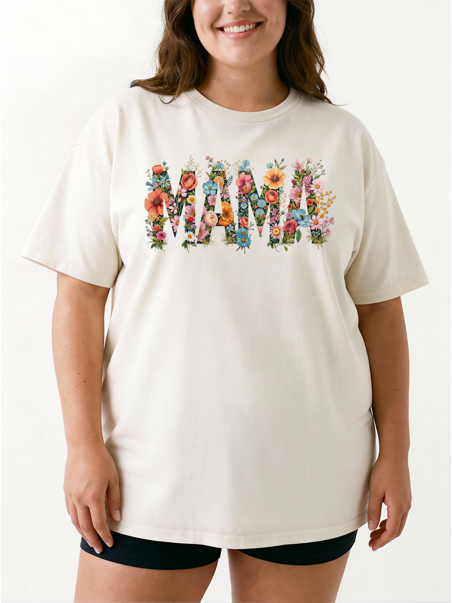 Vintage Boho Floral Mama Oversize Graphic Tee