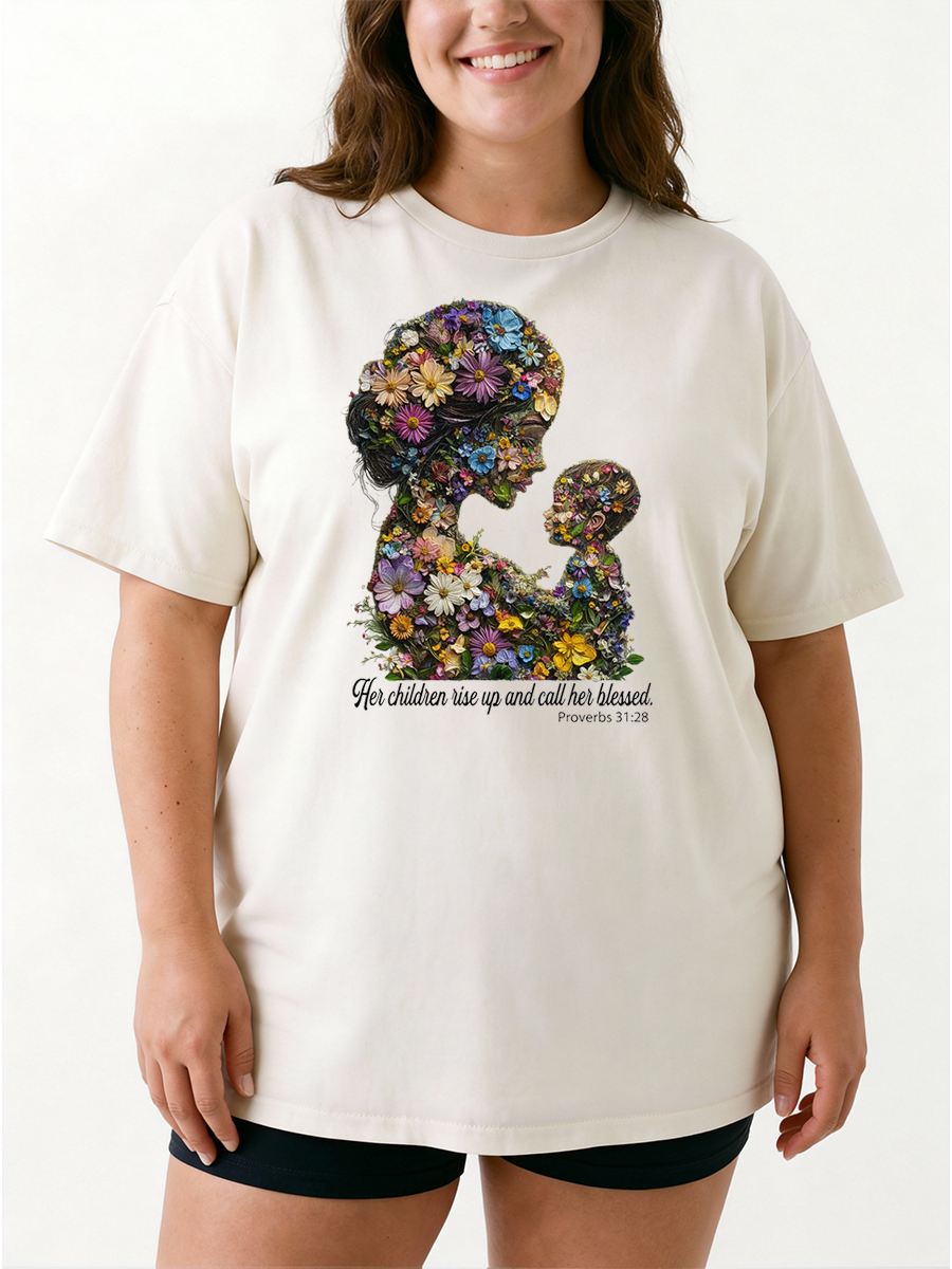 Vintage Floral Christian Mom Oversize Graphic Tee