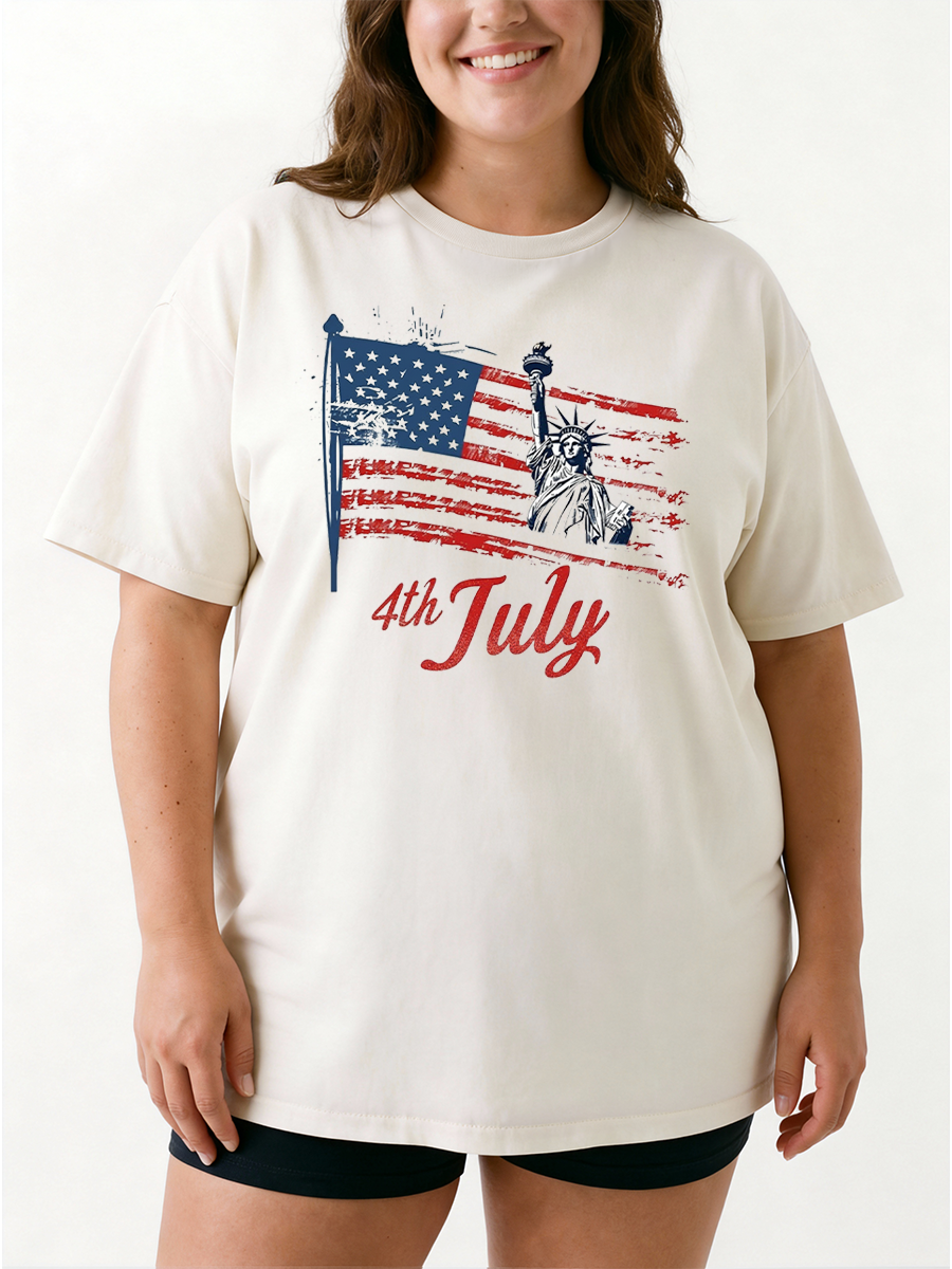 Vintage Usa Independence Day Celebrations Oversize Graphic Tee