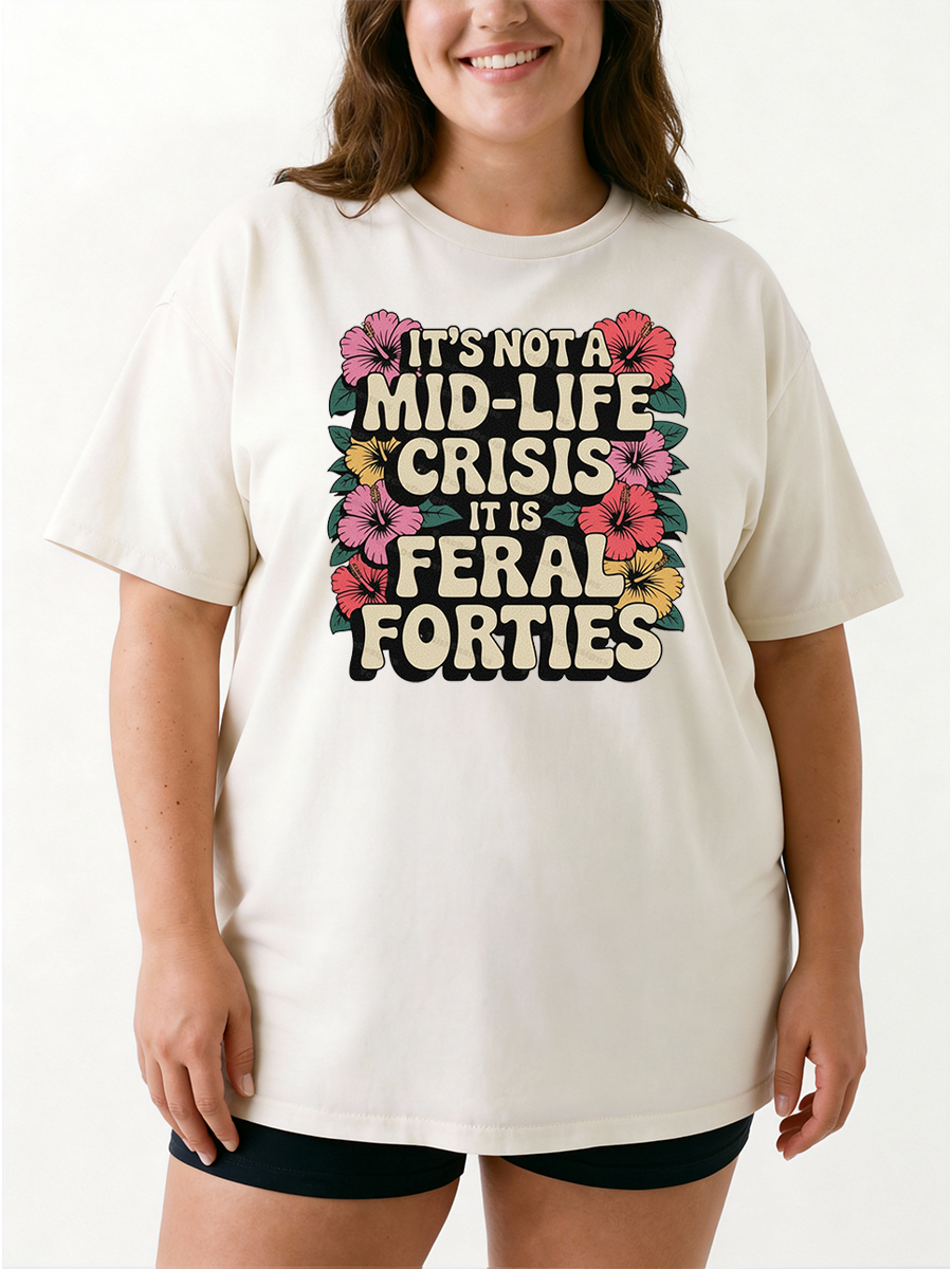 Vintage Feral Forties Midlife Crisis Oversize Graphic Tee