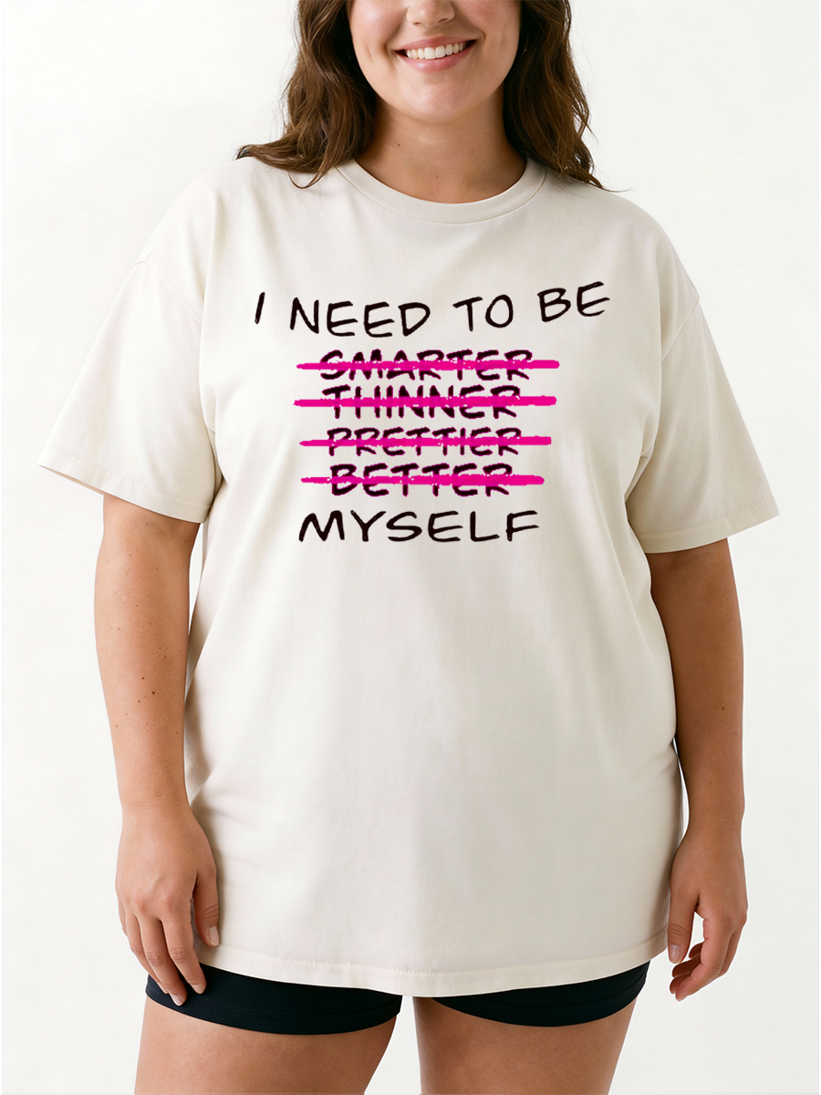 Vintage I Need To Be Myself Oversize Graphic Tee