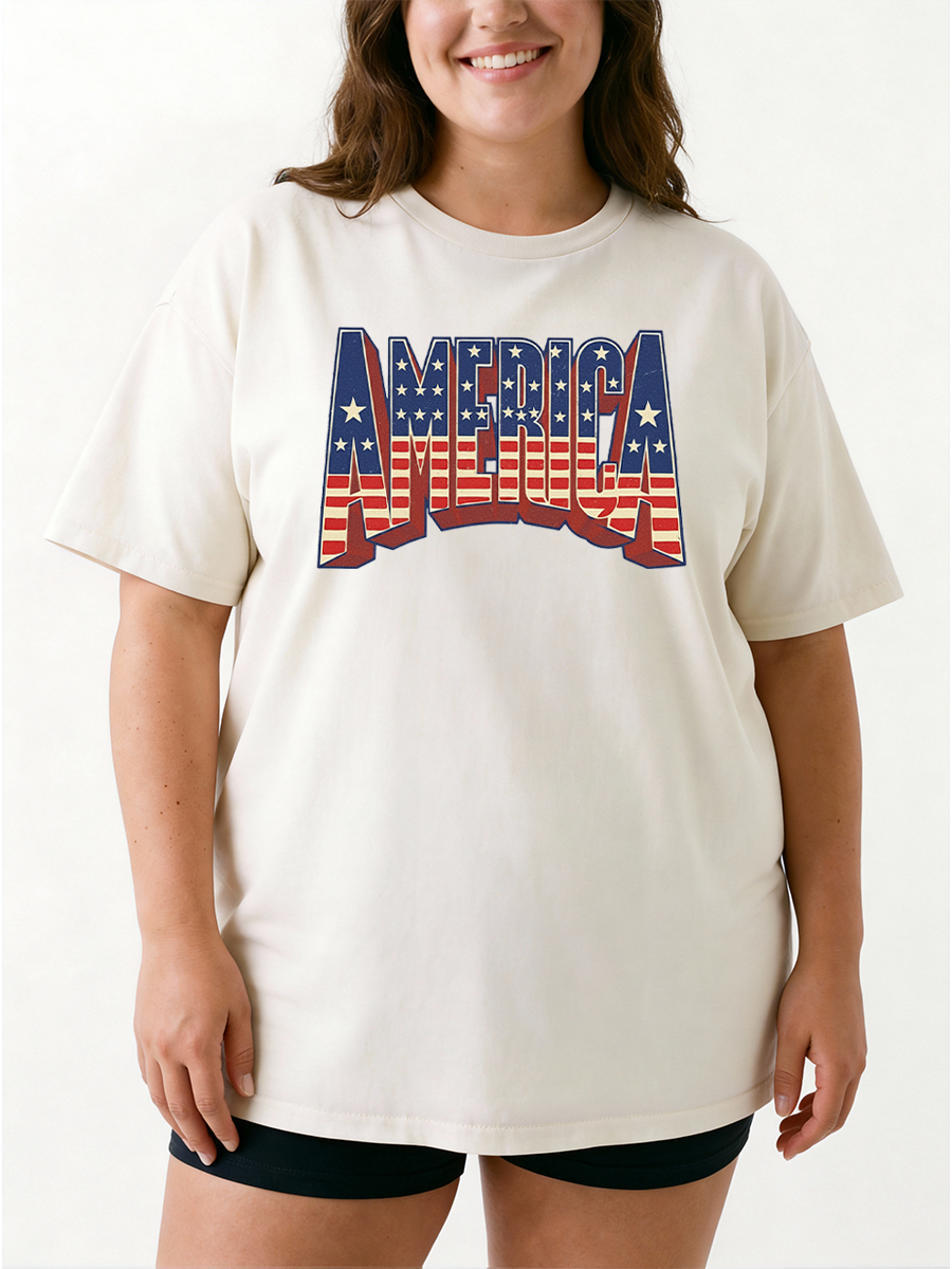 Vintage Stars And Stripes American Oversize Graphic Tee