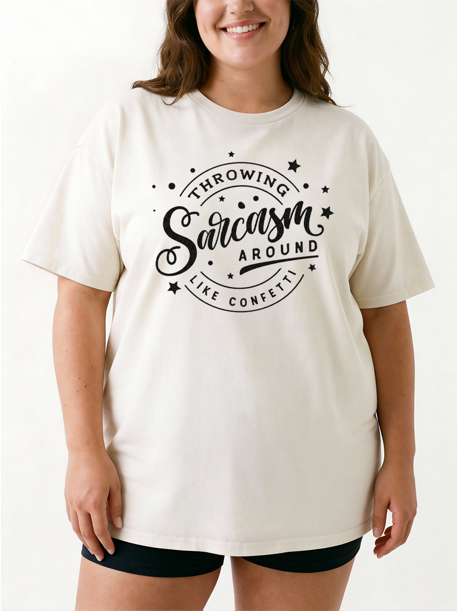 Vintage Throwing Sarcasm Around Like Confetti Oversize Graphic Tee