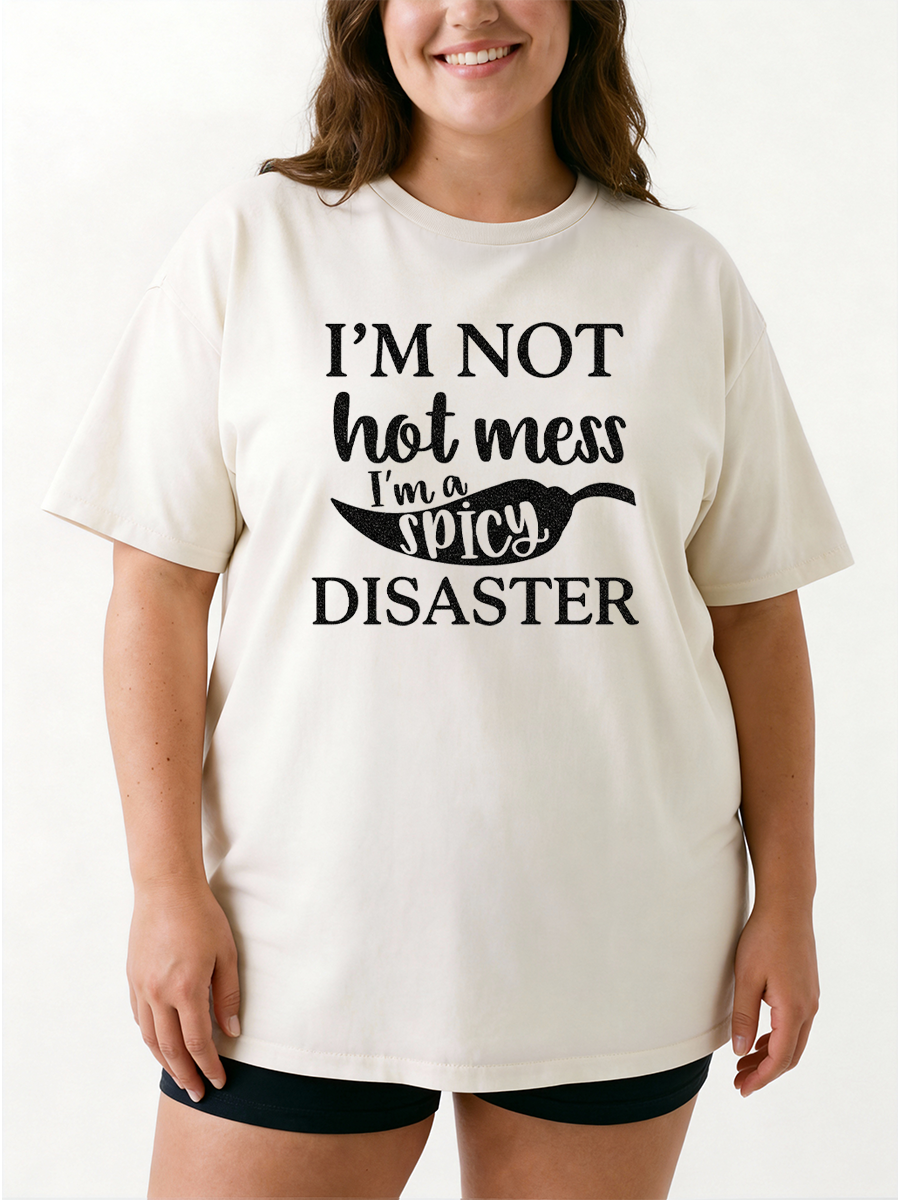 Vintage I'M A Spicy Disaster Oversize Graphic Tee