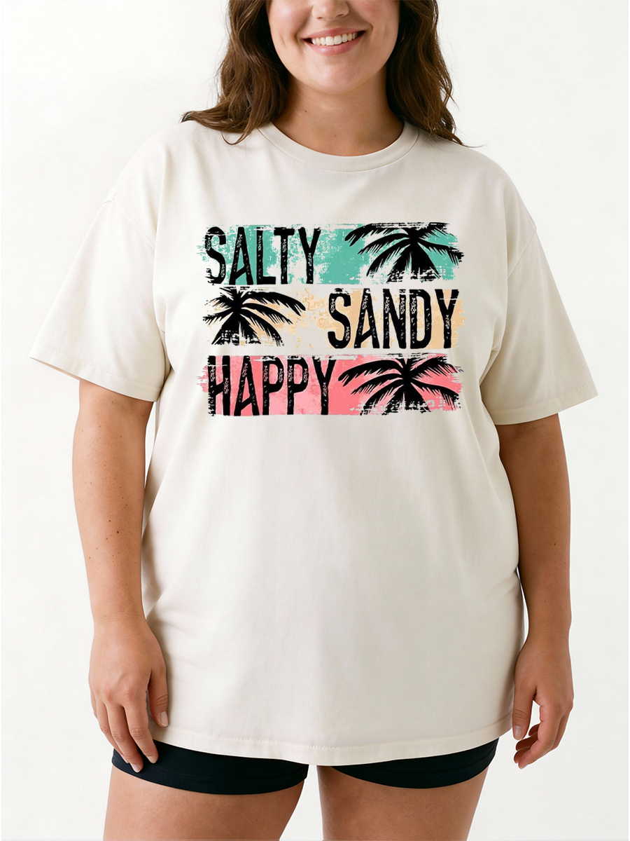 Vintage Salty Sandy Happy Summer Oversize Graphic Tee