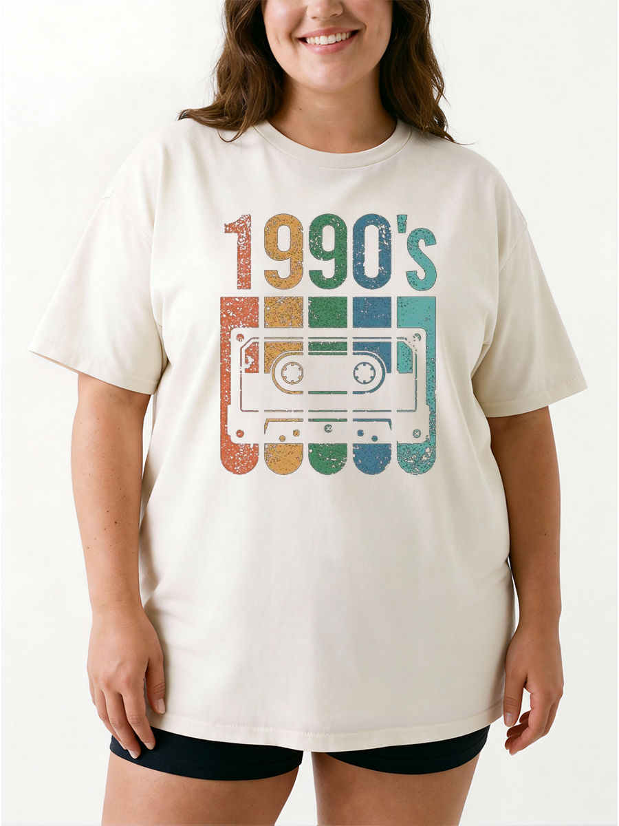 Vintage 1990'S Cassette Tape Oversize Graphic Tee
