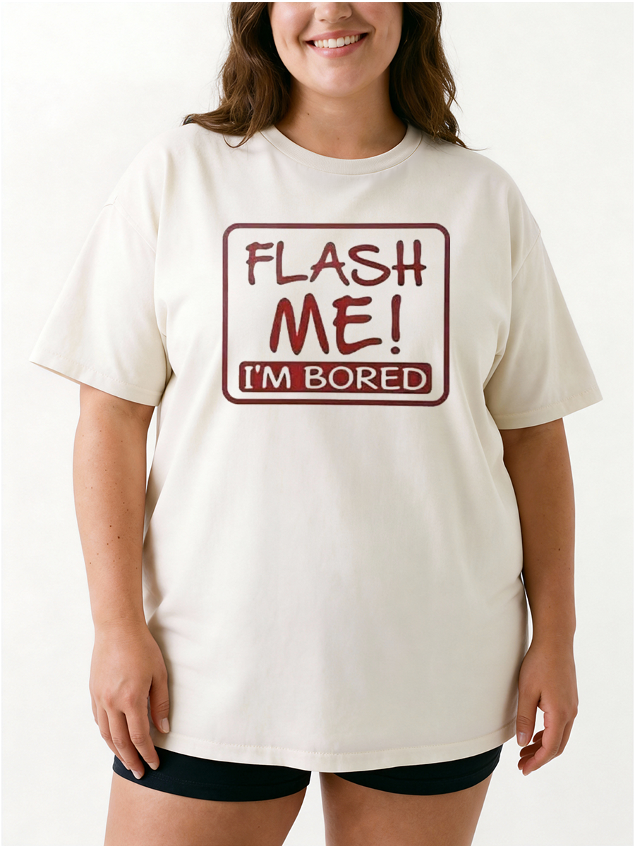 Vintage Flash Me I'M Bored Oversize Graphic Tee