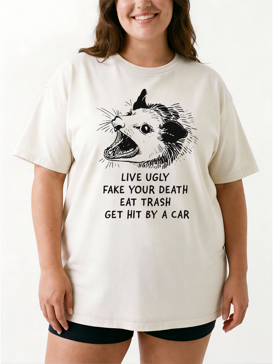 Vintage Eat Trash For Opossum Lovers Oversize Graphic Tee
