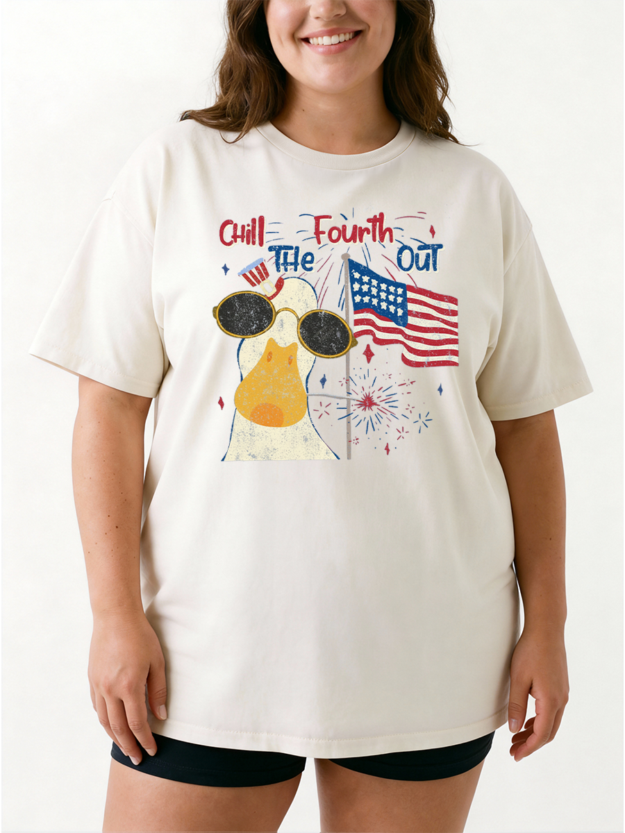 Vintage Chill The Fourth Out Shirt Funny Goose Oversize Graphic Tee
