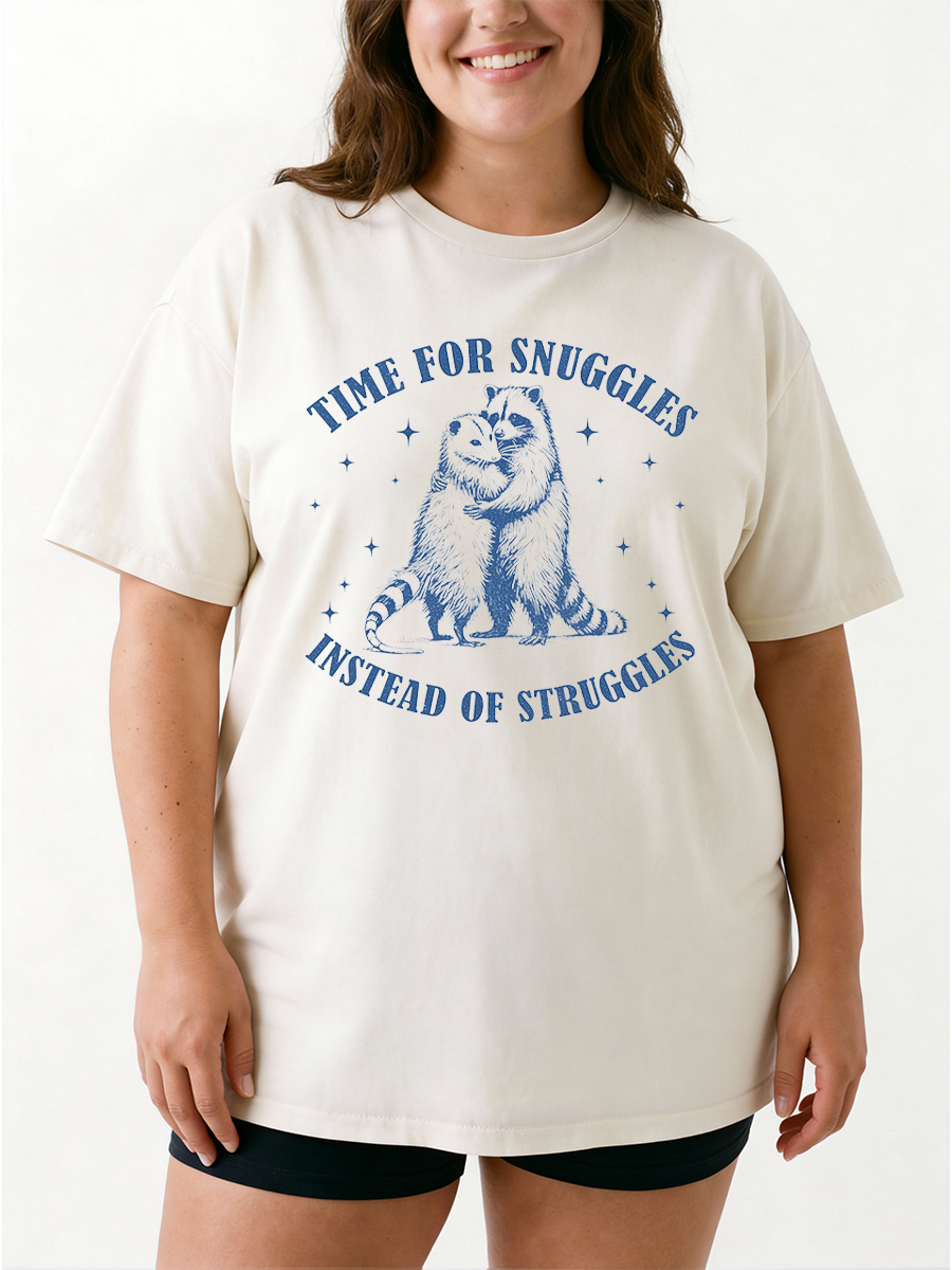 Vintage Time For Snuggles Instead Of Struggles Oversize Graphic Tee