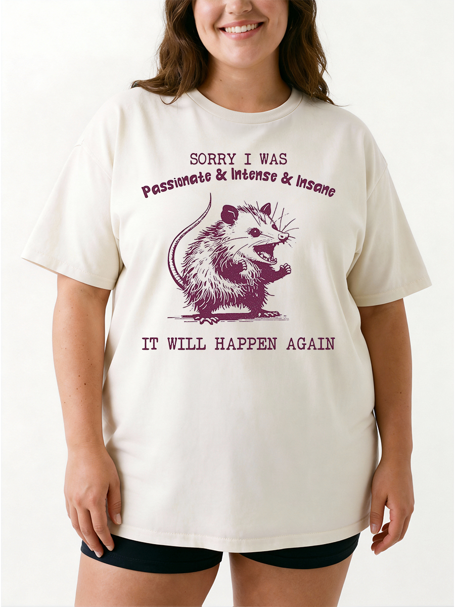 Vintage It Will Happen Again Funny Possum Oversize Graphic Tee