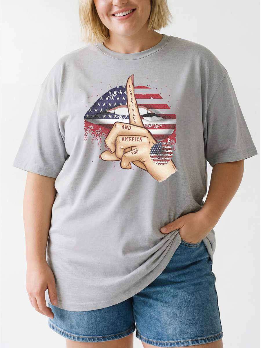 Vintage Love Jesus And America Too Oversize Graphic Tee