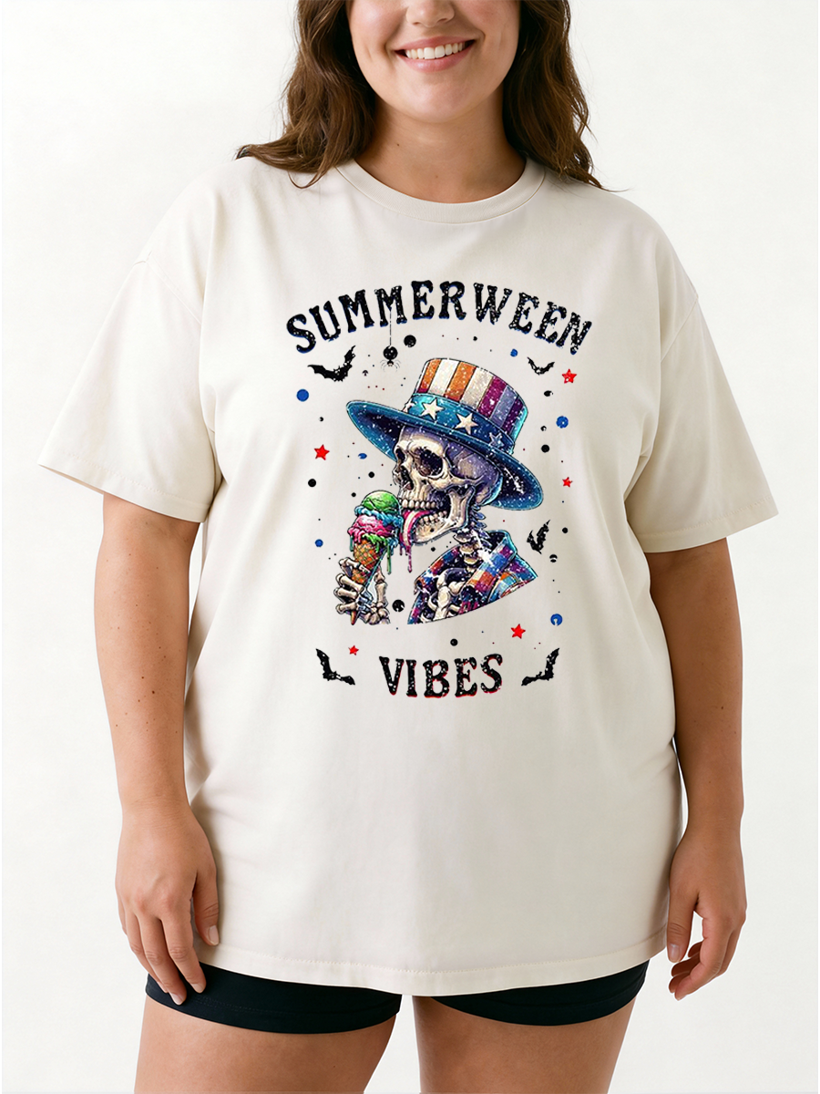 Vintage Summerween Vibes Oversize Graphic Tee