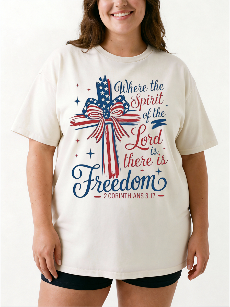 Vintage Where The Spirit Of The Lord Is, There Is Freedom Oversize Graphic Tee