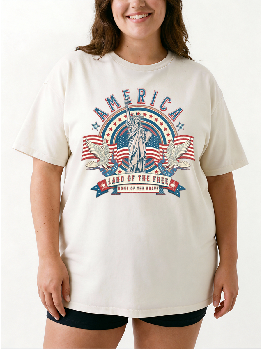 Vintage American Independence Day Oversize Graphic Tee