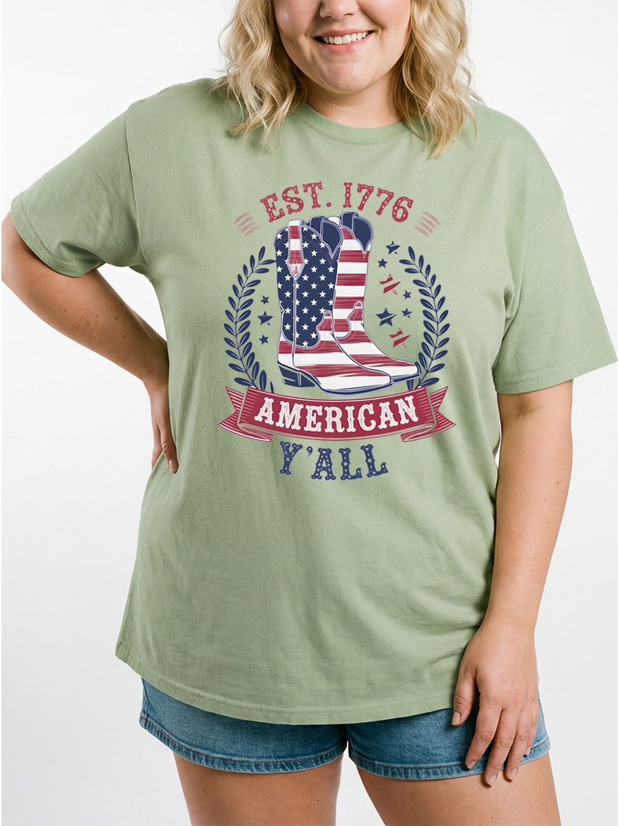 Vintage Independence Day Boots Oversize Graphic Tee