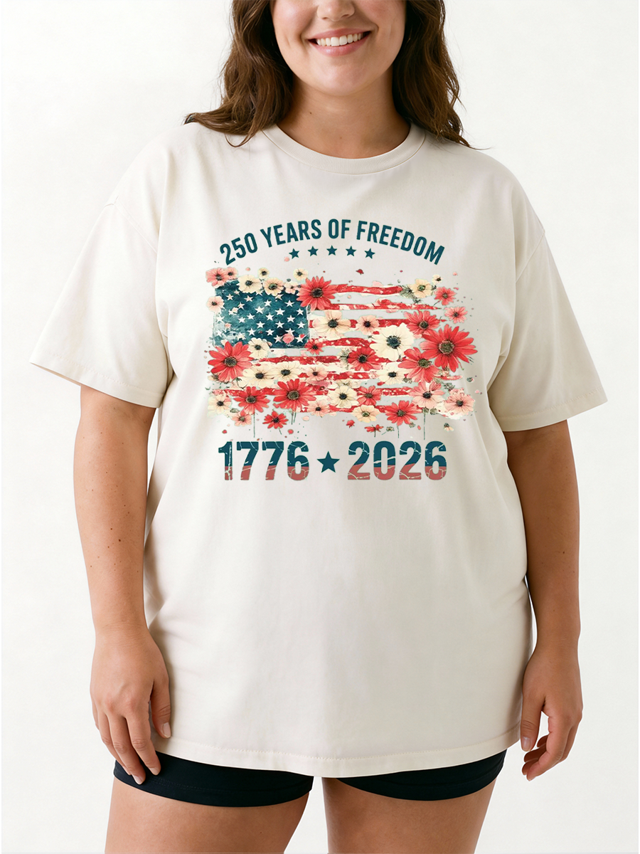 Vintage Usa 250Th Flowers Anniversary Oversize Graphic Tee