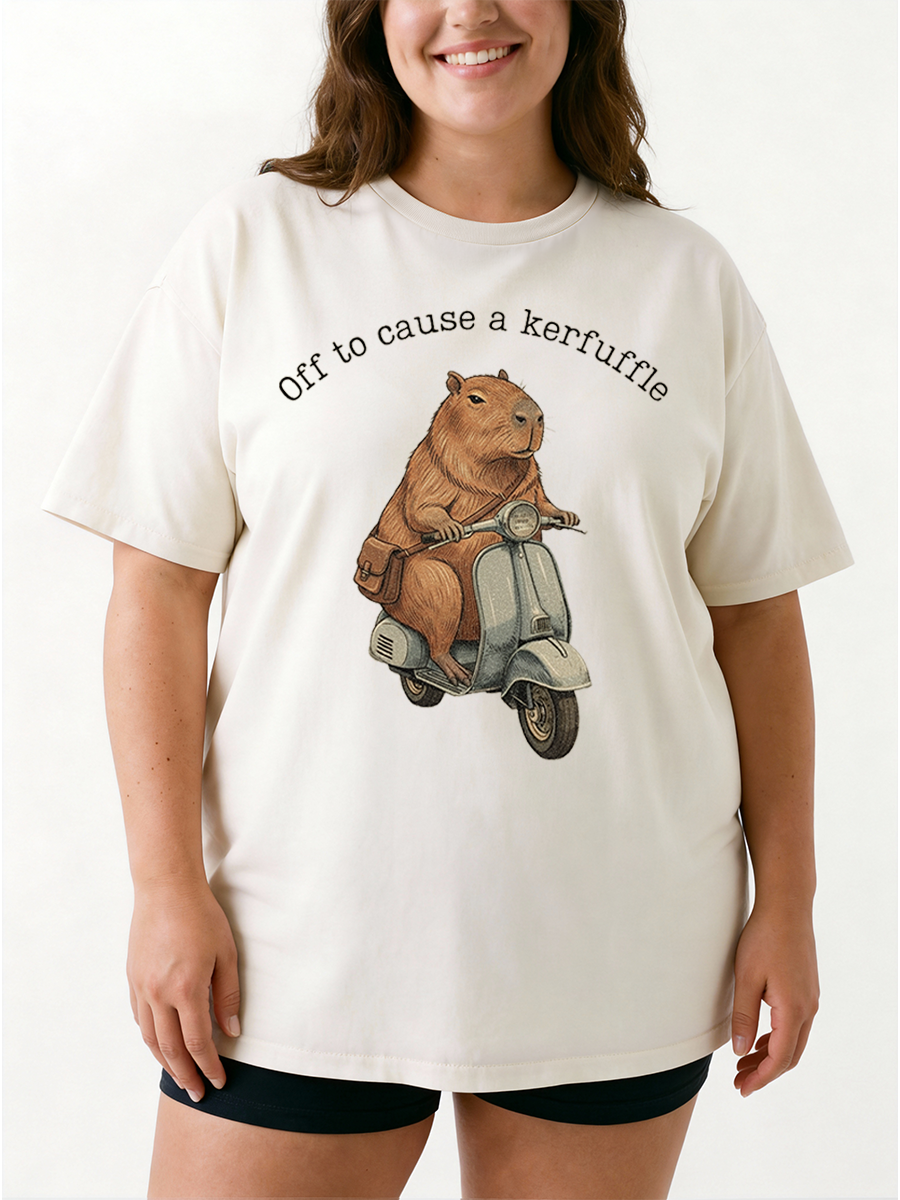 Vintage Funny Capybara Scooter Oversize Graphic Tee