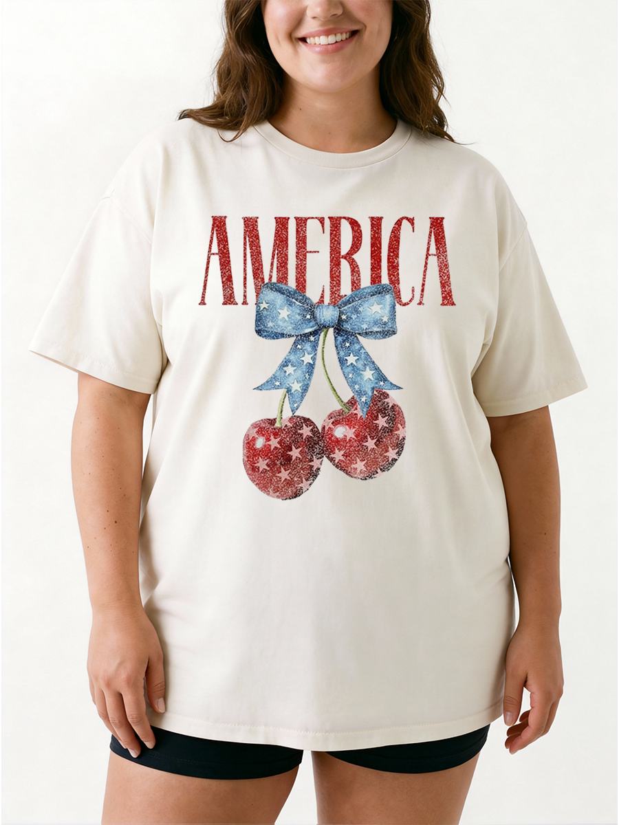 Vintage America  Cherry Oversize Graphic Tee