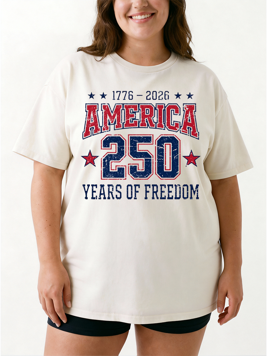 Vintage America 250 Years Freedom Oversize Graphic Tee