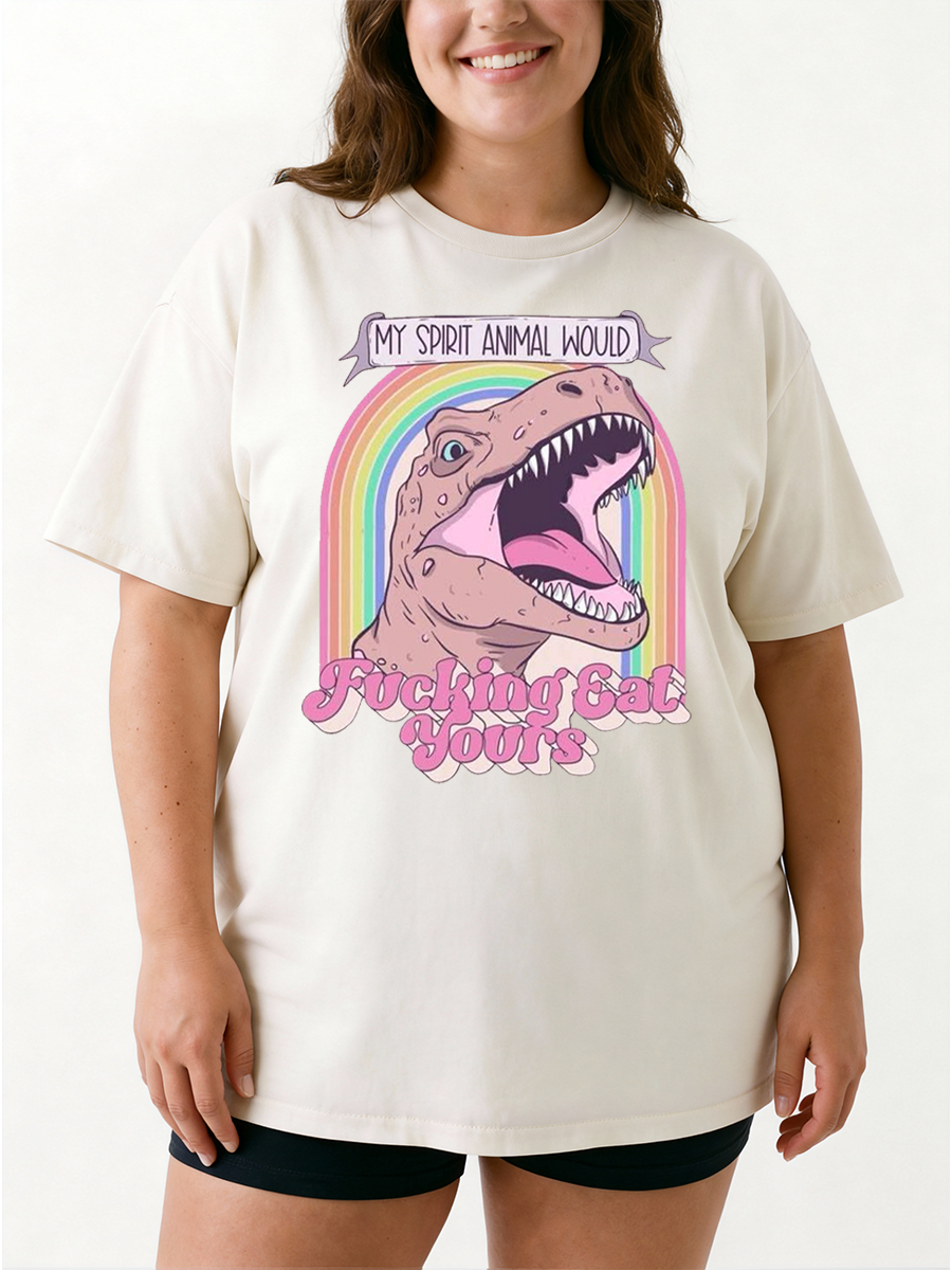Vintage My Spirit Animal Would  Eat Yours Oversize Graphic Tee