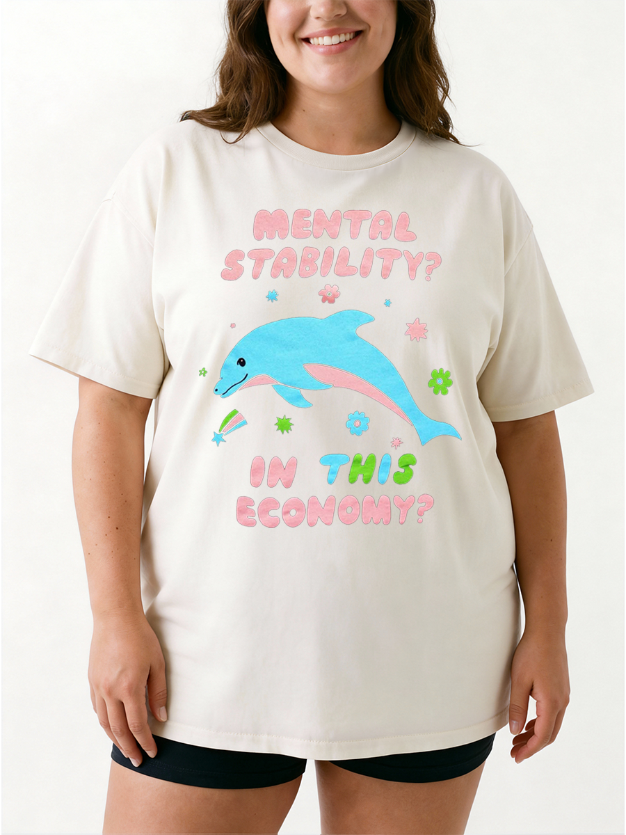 Vintage Mental Stability In This Economy Oversize Graphic Tee