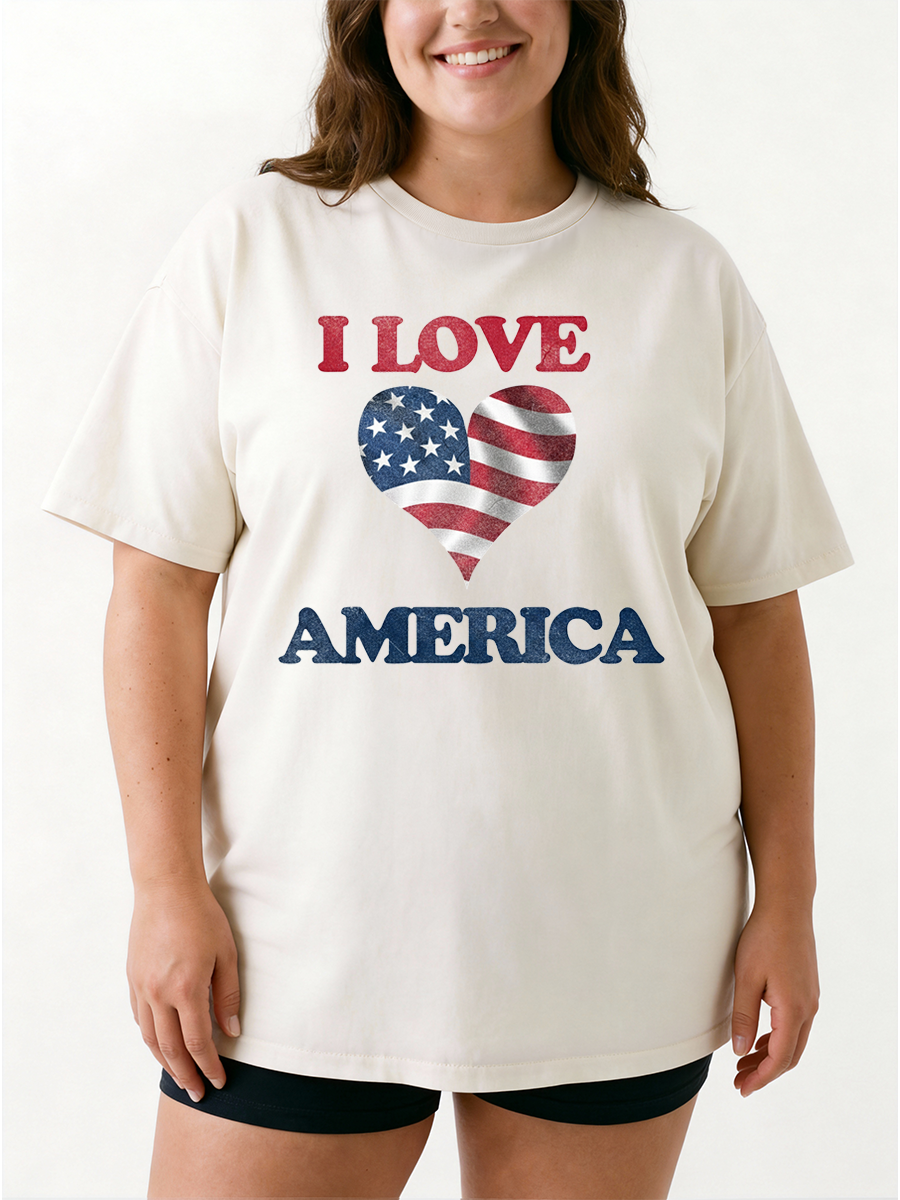 Vintage My Heart Is American Oversize Graphic Tee