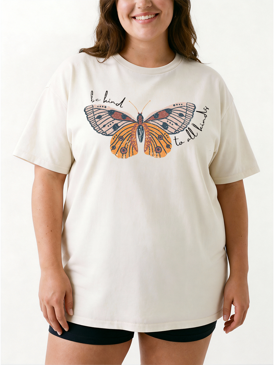 Vintage Butterfly Be Kind To All Kinds Oversize Graphic Tee